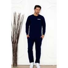 Alimer Kışlık Erkek Pijama Takımı - Lacivert Iki Iplik Likralı 1209UKL