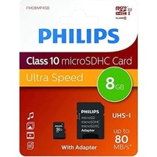 SiHako FM08MP45B/00 8gb CLASS10 Uhs-I U1 Tf Adaptörlü Micro Sdhc Hafıza Kartı