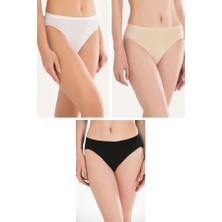 Red Womans Pamuklu Siyah Beyaz Ten Rengi 3'lü Külot