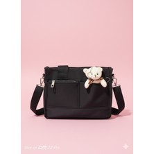 Moda Defne Ayıcık Detaylı Siyah Kadın El ve Omuz Çanta