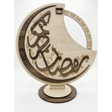 Tahtagurusu Ahşap Ramazan Takvimi - Hilal Tasarımlı Hareketli Geri Sayım Sayacı (35 cm Büyük Boy)