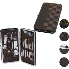 Go İthalat 12 Pcs - Gümüş Manikür - Pedikür Seti Renkli Desenli - Cüzdan Modeli Çantalı (5468)