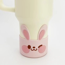 Özbience Pembe Kedi Tasarımlı Kaymaz Silikon Altlık, Termosa Uyumlu, Şık ve Güvenli