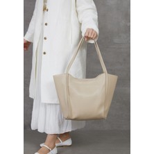 Kokoş Suni Deri Fermuarlı Kol Çantası Vizon