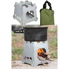 Özbience Portatif Inox Kamp Ateş Kutusu 15X15X15CM Taşıma Çantalı