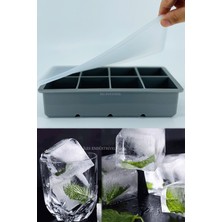 Özbience Büyük 8 Bölmeli Kapaklı Silikon Buz Kalıbı, Dayanıklı ve Pratik Kullanım