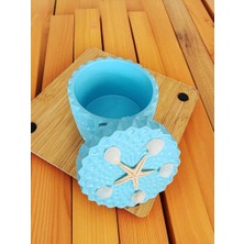 Home Mavi Kapaklı Kristal Desenli Dekoratif Saklama Kutusu