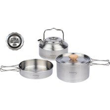 Özbience Kamp Pişirme Seti, Paslanmaz Çelik, Dayanıklı ve Pratik Kullanım