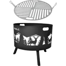 Özbience Doğal Ahşap Orman Temalı Geyik Izgarası Şömine Dekorasyonu