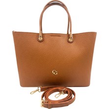 Kadın Taba Tote Çanta, 3 Bölmeli, Ayarlanabilir Askılı, Orta Boy Omuz Çantası