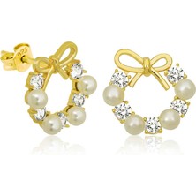 Noip 925 Ayar Gümüş Inci Kurdele Çivili Kadın Küpe T6458 (944)