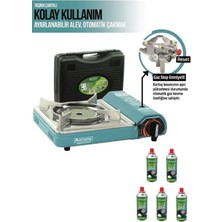 Özbience Pro Seramik Kamp Ocağı 5'li Gaz Kartuş Seti, Emniyetli ve Taşınabilir