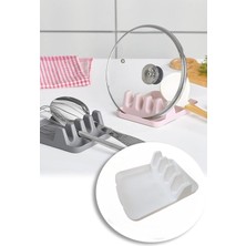 Deyhome Tezgah Üstü Kaşıklık ve Tencere Kapak Tutucu -Kirli Kaşıklık Kepçe Altlığı Tencere Kapak Standı