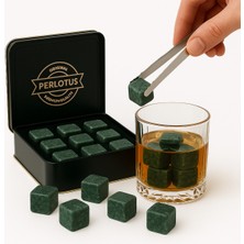 Özbience 9'lu Granit Viski Taşı Seti, Metal Kutu, Soğutucu, Yılbaşı Hediye