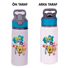 Dkdz Shop Sunger Bobbb Baskılı Mavi Pipetli Metal SULUK-650ML.