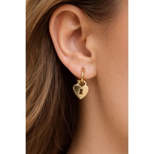 Suzi Shine Kalp Kilit Figürlü Çelik Küpe