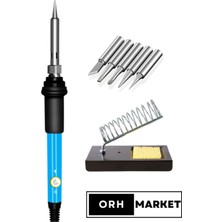 60W Kalem Havya Seti, Metal Stand, 5 Uç, Seramik Rezistörlü, Lehimleme Takımı