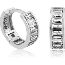 Noip 925 Ayar Gümüş Baget Taşlı Halka Küpe T5162 (944)