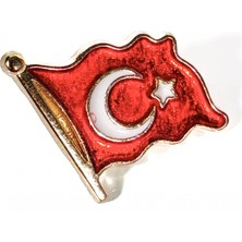 Moncuk Design Dalgalanan Kırmızı Türk Bayrağı Metal Rozet