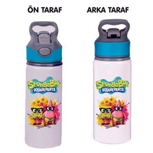 Dkdz Shop Sunger Bobbb Baskılı Mavi Pipetli Metal SULUK-650ML.