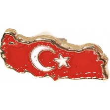 Moncuk Design Kırmızı Türkiye Haritalı Ay Yıldızlı Metal Rozet