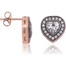 Noip 925 Ayar Gümüş Elmas Montür Kalp Çivili Küpe EA1160127 (944)