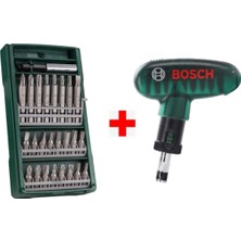 Bosch 25 Parça Vidalama Tornavida Ucu ve Cırcırlı Tornavida Seti