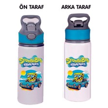 Dkdz Shop Sunger Bobbb Baskılı Mavi Pipetli Metal SULUK-650ML.