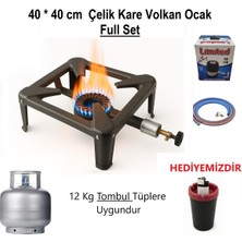 Özbience Orgaz Kare Volkan Ocak 40X40 Cm, Tombul Tüple, VL-401, 12 Kg, Şık ve Verimli