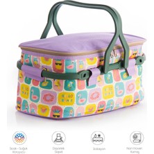 Özbience Renkli Desenli Katlanabilir 20 Lt Izolasyonlu Piknik Sepeti