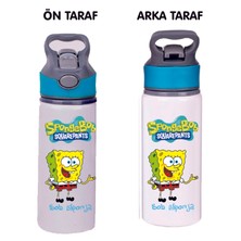 Dkdz Shop Sunger Bobbb Baskılı Mavi Pipetli Metal SULUK-650ML.