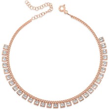 Noip 925 Ayar Gümüş Zirkon Taşlı Rose Halhal T4751 (944)