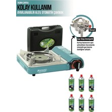 Özbience Portatif Seramik Kamp Ocağı CK-508 Gaz Stop Emniyetli 6’lı Kartuş Seti