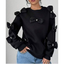 Yeşil Sarmaşık Kadın Bisiklet Yaka Fiyonk Detay Bluz