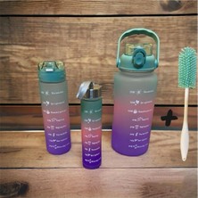 Özbience Motivasyonel 3'lü Su Matara Seti, Tritan Sporcu Sulukler, Hediye Fırça