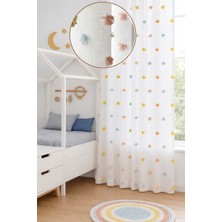 The Rose Perla Renkli Püsküllü Tül Perde, Çocuk Odası, Unisex, Sık Pile
