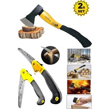 Çiftli Katlanabilir Balta ve Nacak Seti, Odun Kesme ve Budama El Testeresi