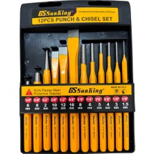 12 Parça Düz Konik Pim Zımba Keski Takımı, Güçlü ve Dayanıklı Set