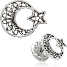 Noip 925 Ayar Gümüş Telkari Ay Yıldız Rozet BRS98121018 (925)