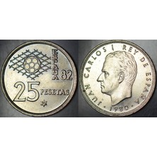 Banknoting Ispanya 25 Peseta 1980. Fıfa Dünya Kupası 1982 Temalı. Çilaltı+