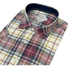 Eren Style Slim Fit Pamuklu Ekose Kısa Kollu Tek Cepli Yakası Gizli Düğme Gömlek (Slim Fit Kalıp)