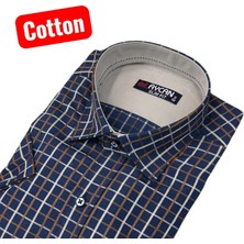 Eren Style Slim Fit  Ekose Pamuklu Kısa Kollu Cepsiz Gömlek (Slim Fit Kalıp)
