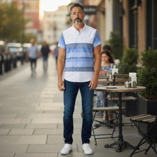 Eren Style Slim Fit Pamuklu Çizgili Pano Desen Kısa Kollu Gömlek (Slim Fit Kalıp)