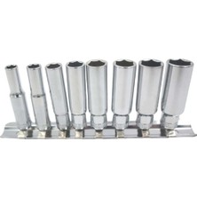 Derin Lokma Anahtar Takımı 8 Parça, 1/4" Altı Köşe, Raylı Set