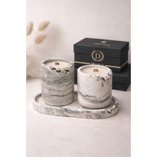 Decovian Home Design Crımson Noır Maıson-Onyx Collection-Mermer Desenli Taş Tozu Mumluk El Yapımı %100 Doğal Soyawax - Vegan -