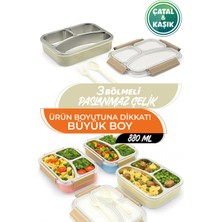 Özbience 3 Bölmeli Paslanmaz Çelik Termos – 880 ml Isı Koruma Beslenme Kutusu