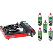 Özbience Portatif Kamp Ocak Gaz Stop Emniyetli ve 5 Adet 227 Kartuş ile Mükemmel Set