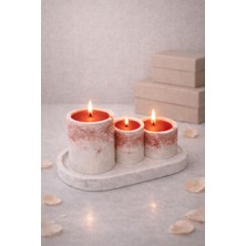 Decovian Home Design Crimson Noir Maıson-Rouge Amour Colection-Taş Tozu Mumluk Mermer Desenli  % 100 doğal Vegan soya wax El yapımı Mum