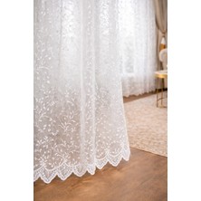 The Rose Çiçek Desenli Brode Tül Sık Pile