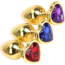 Skygo NOXXX Çelik Gold Kalp Mücevherli Anal Plug 3'lü Set